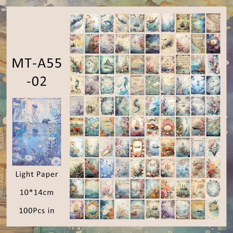 100Sheets Misty Summer series material paper