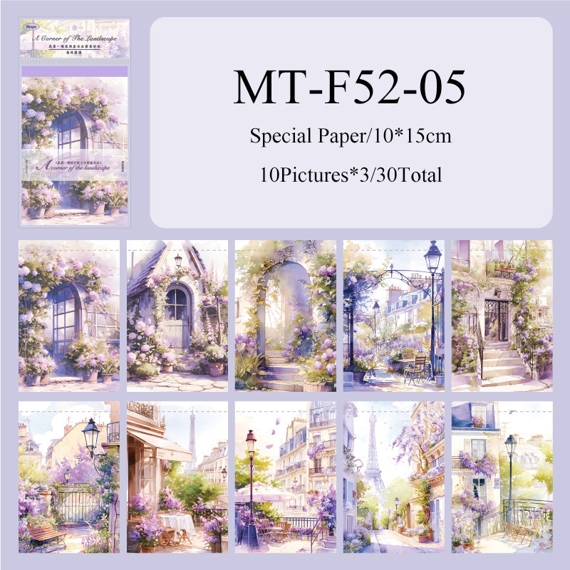 30PCS Scenic corner series material paper