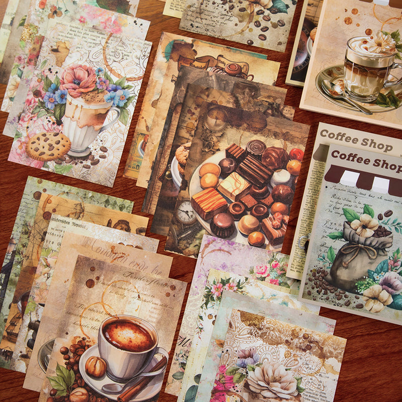 30PCS Street corner coffee shop series material paper