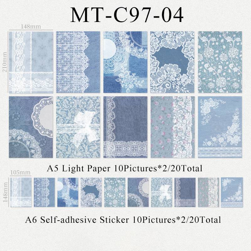 40PCS Lace movement series material paper set