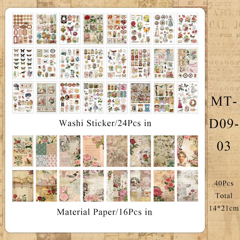 40PCS Reminiscence series material paper set