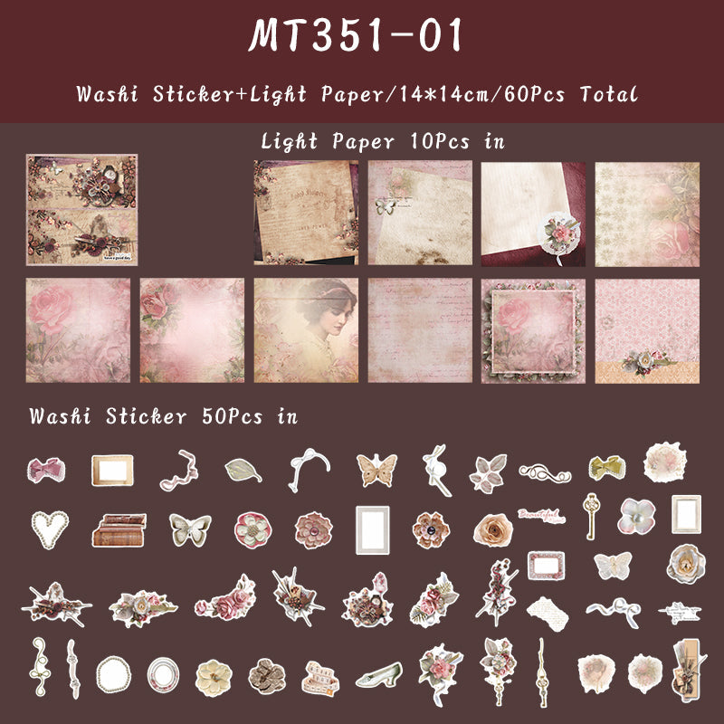 60PCS Hand ledger old items series material paper