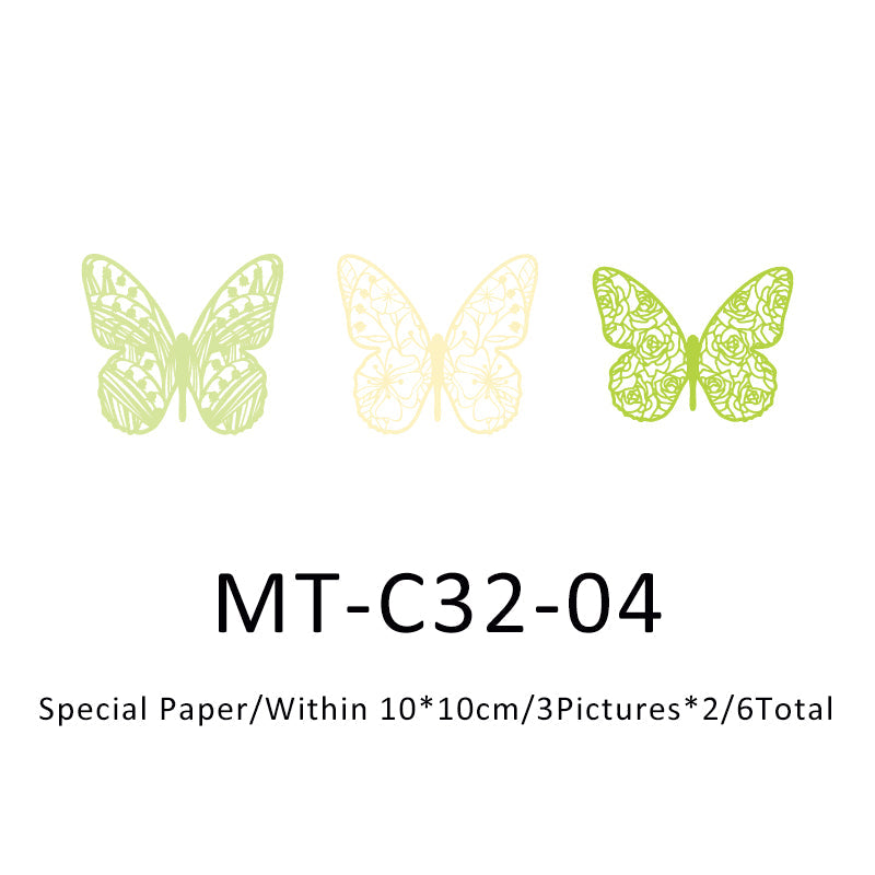 6PCS Find Butterflies Series material paper