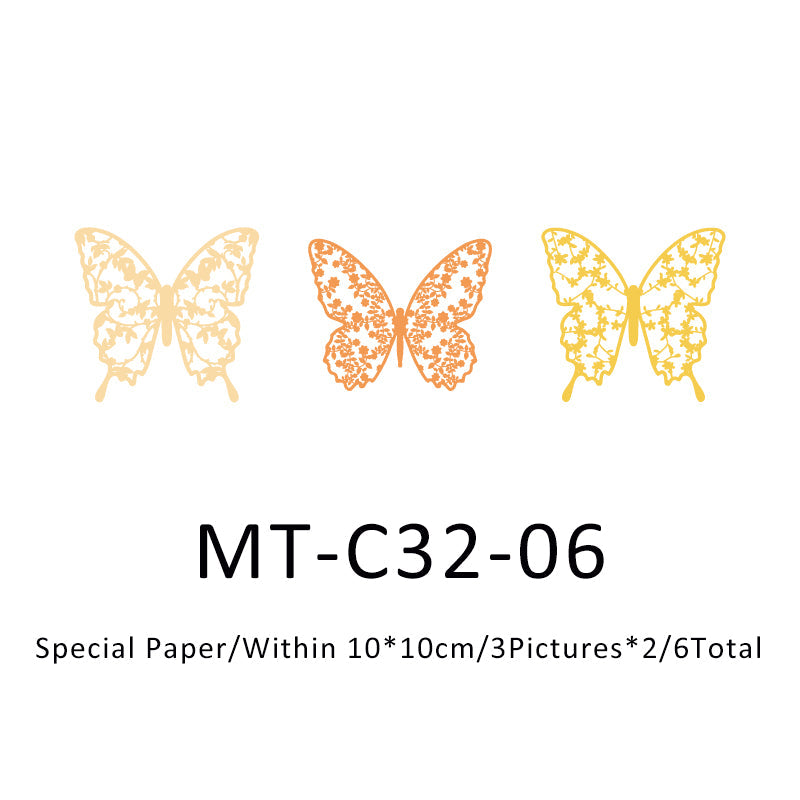 6PCS Find Butterflies Series material paper