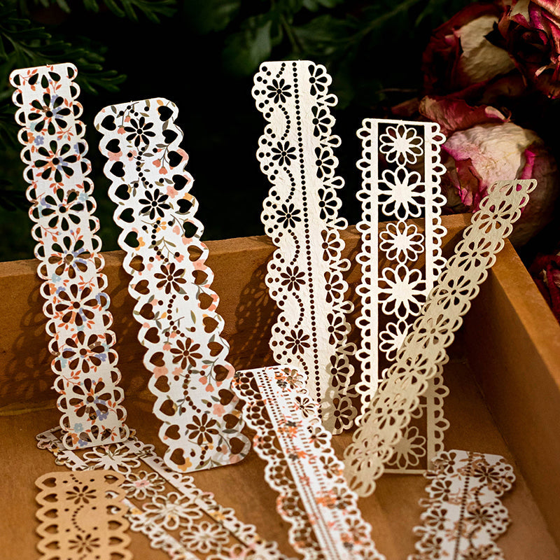 10PCS Lace flower language series material paper