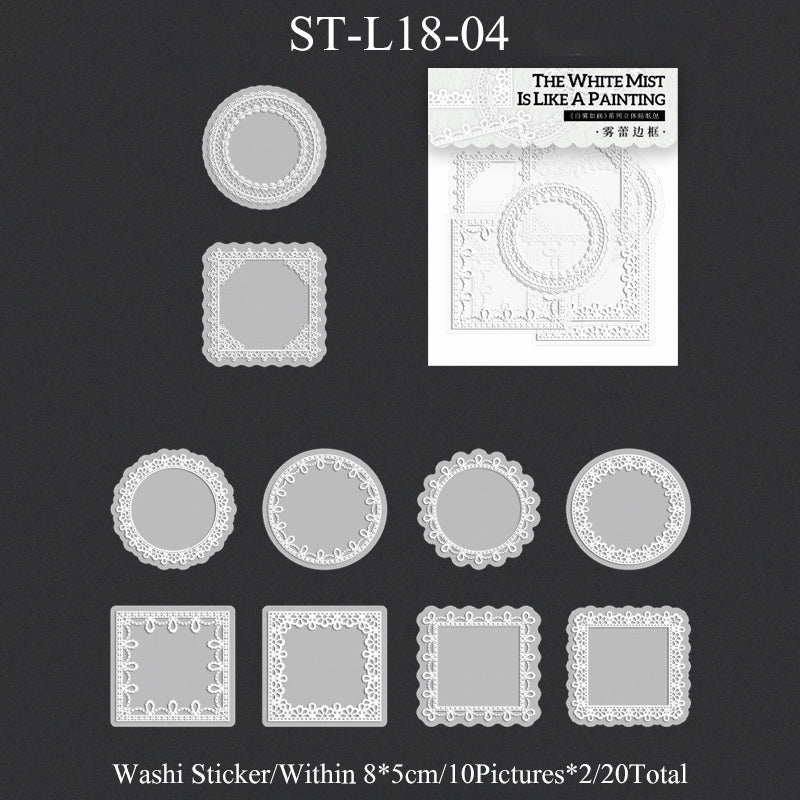 20PCS White mist picturesque series sticker