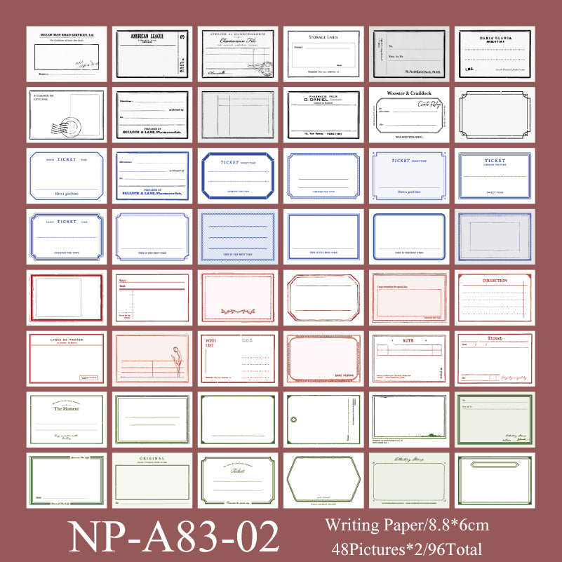 96PCS Free line series note paper