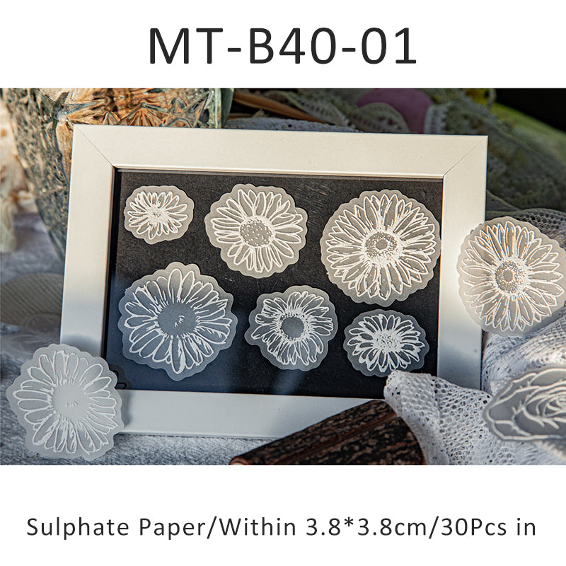 30PCS White tea series material paper