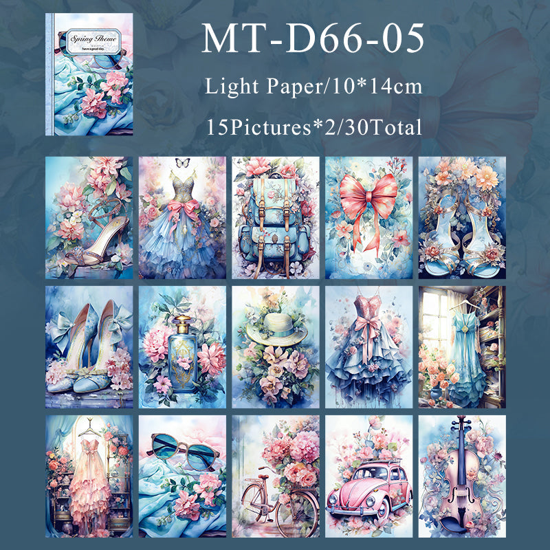 30PCS Four seasons have flower series material paper