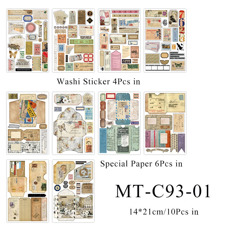 10PCS Vintage Manual Series material paper set