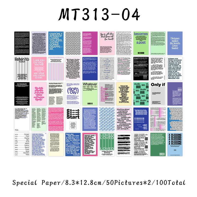 100PCS Happy Memo Series material paper