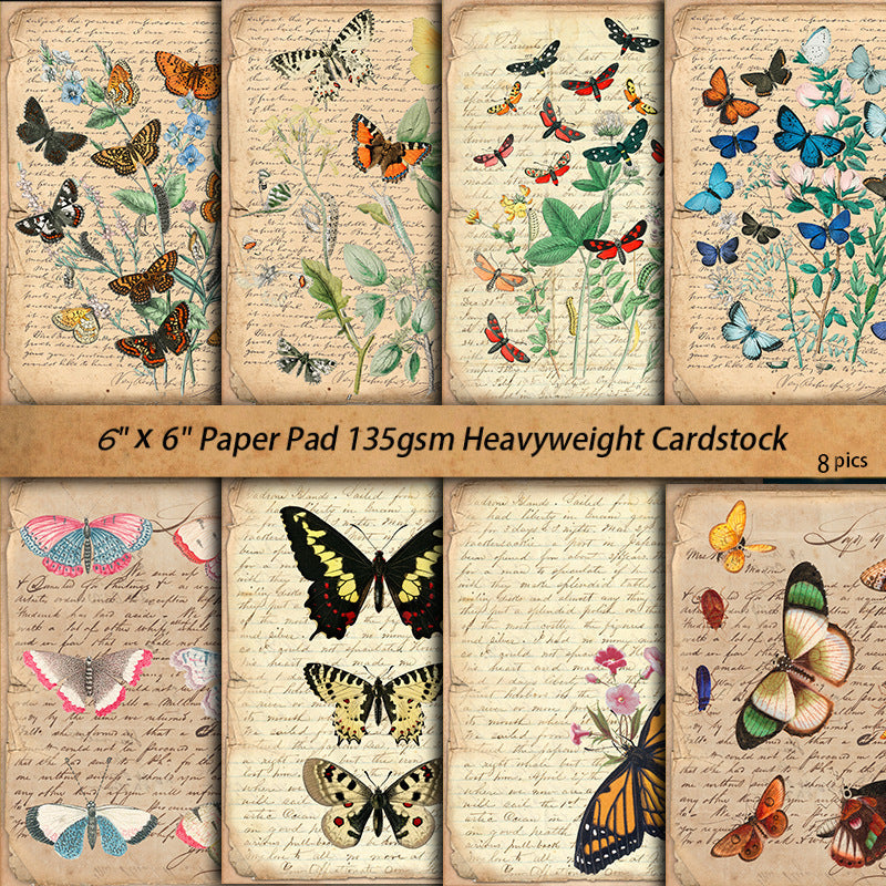 8PCS Butterfly book texturing paper