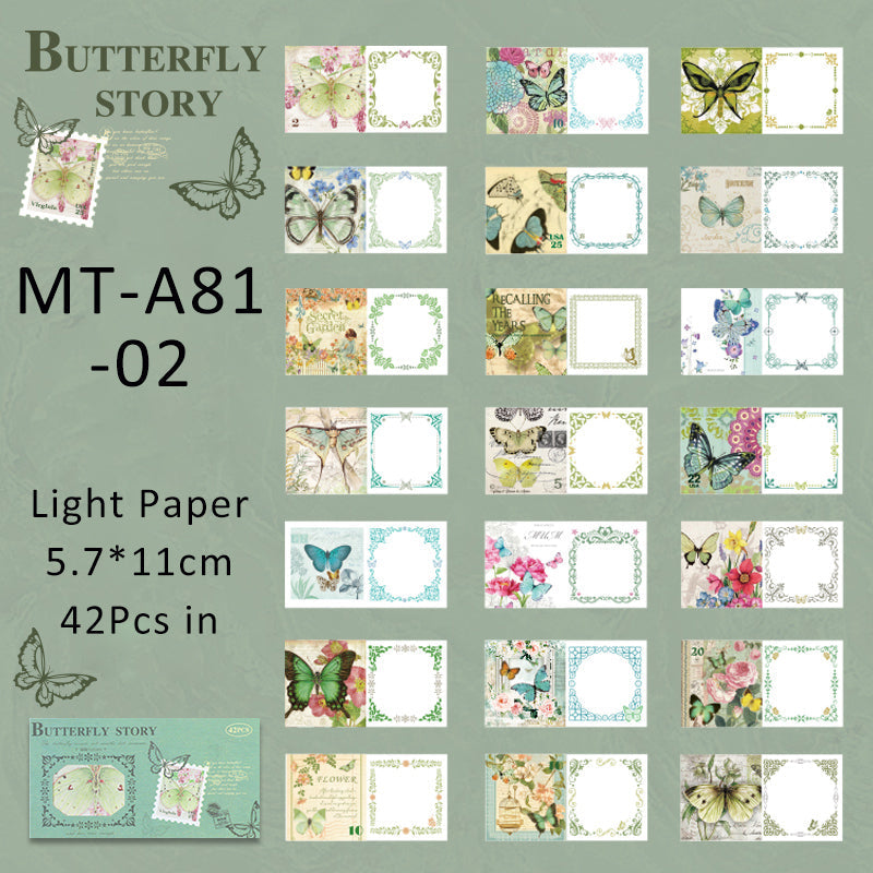 42PCS Vintage Butterfly Dream series material paper