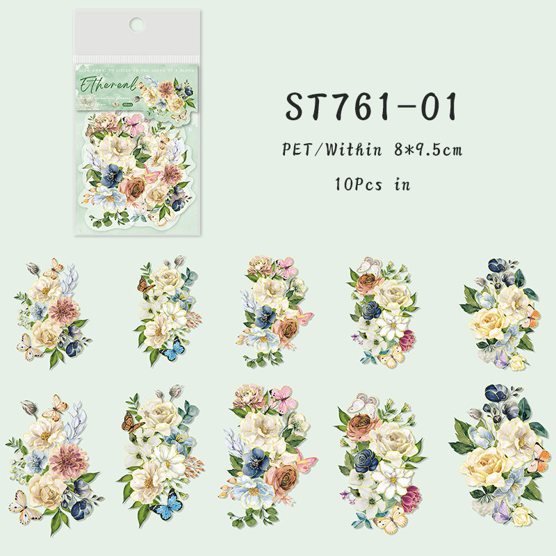 10PCS Mountain flower romantic series sticker