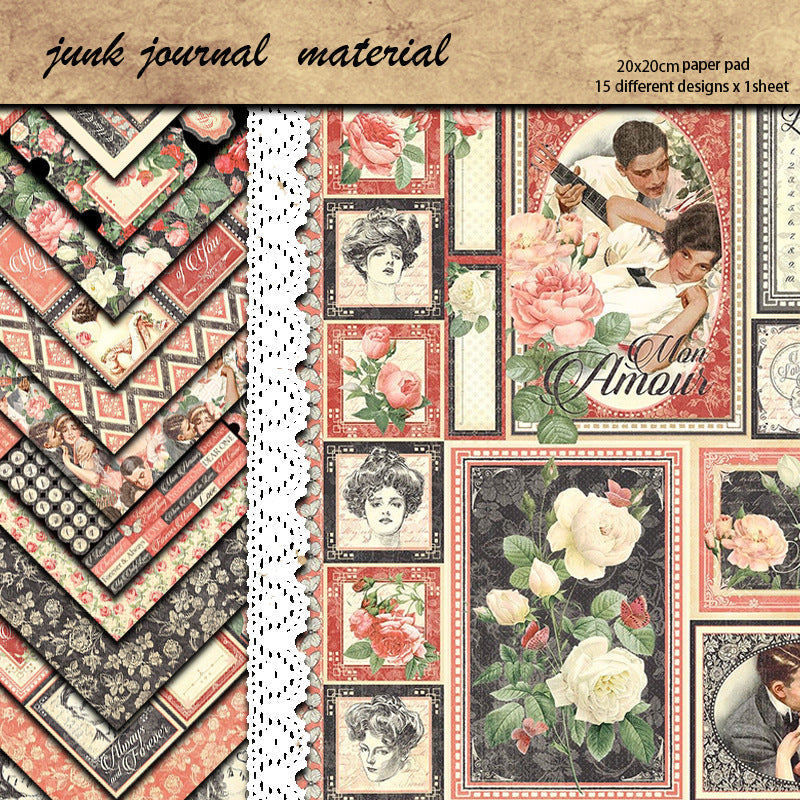 12PCS Retro romance material paper