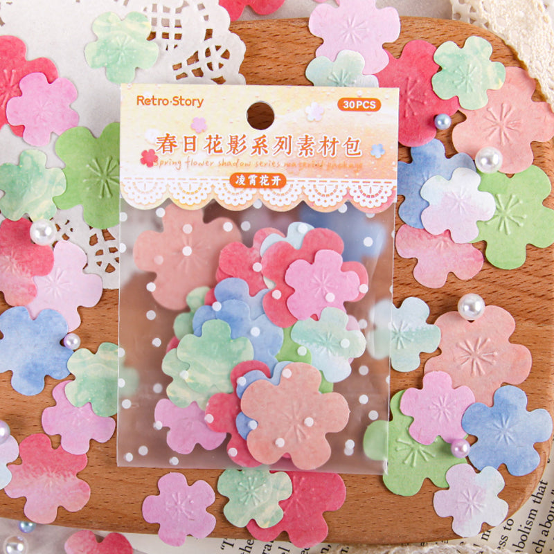 30PCS Spring Flower shadow series material paper