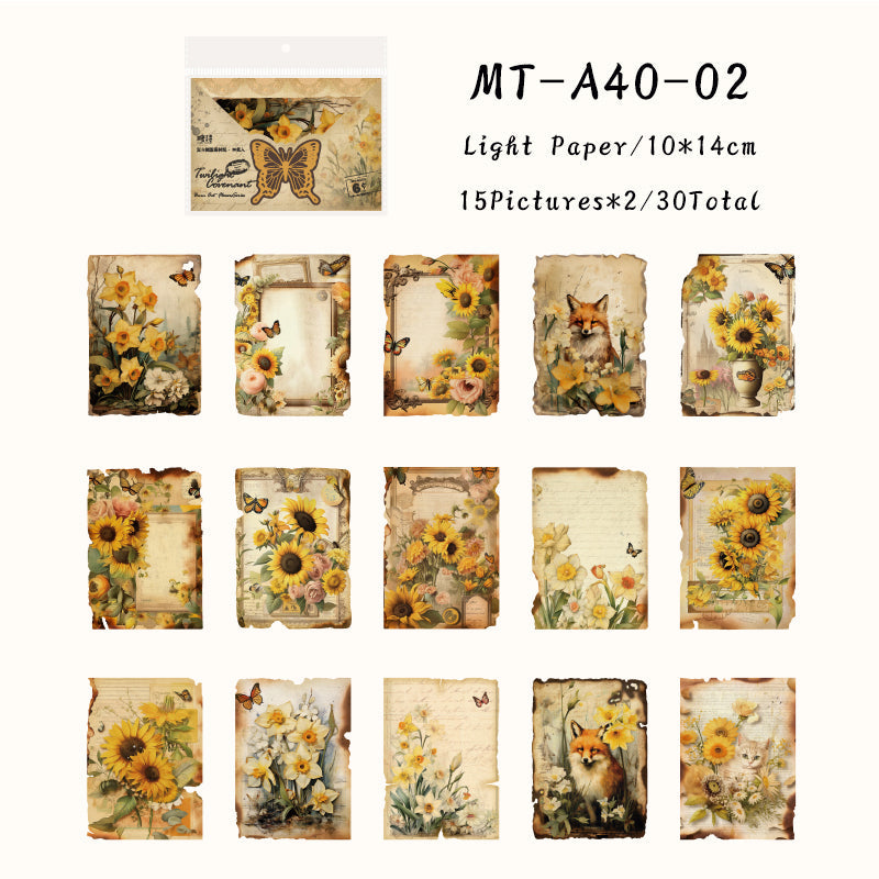 30PCS Burn the flowers series material paper