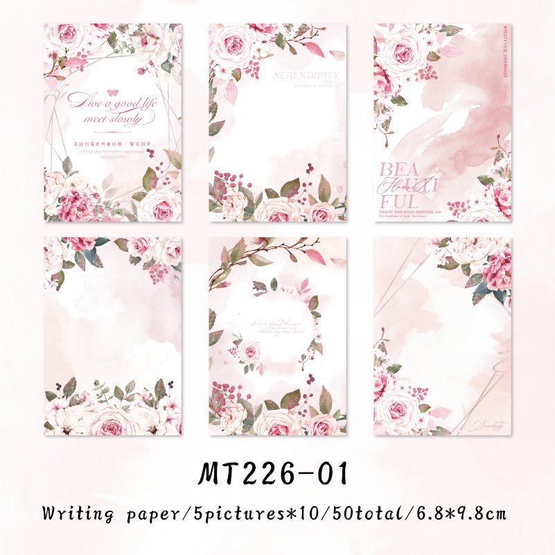 50PCS Garden stationery series material paper