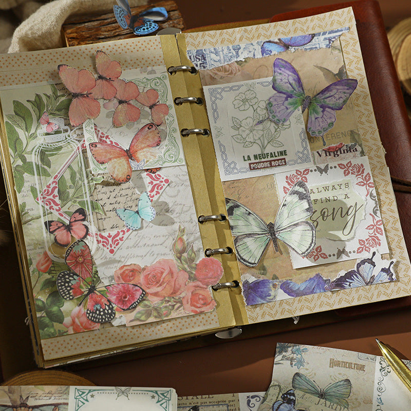 42PCS Vintage Butterfly Dream series material paper