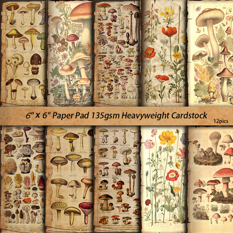 10PCS Mushroom book texturing paper