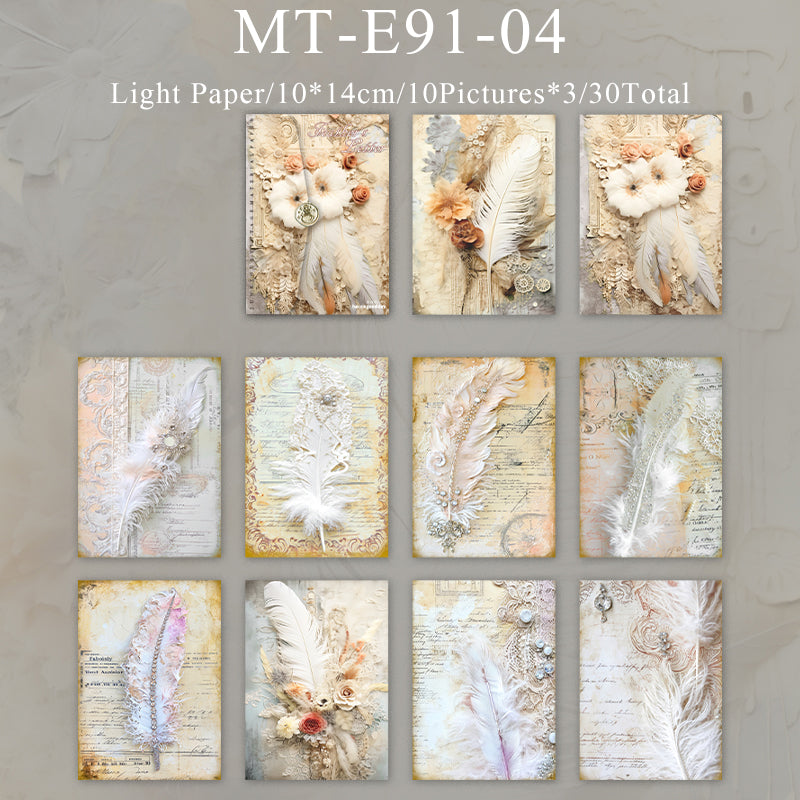 30PCS Feather's Letter series material paper