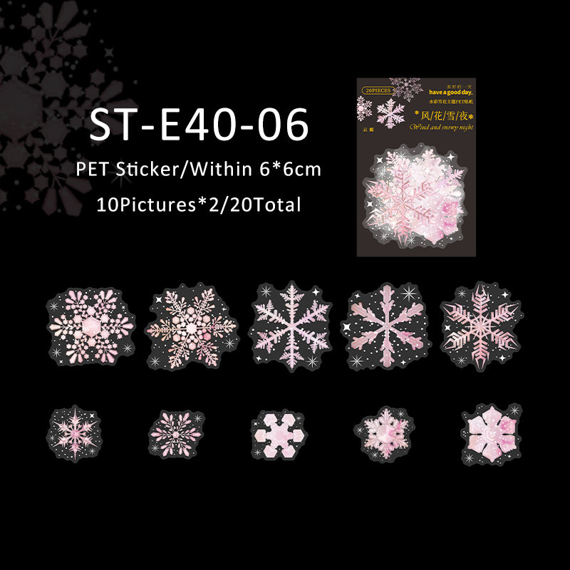 20PCS Wind flower snow night series sticker