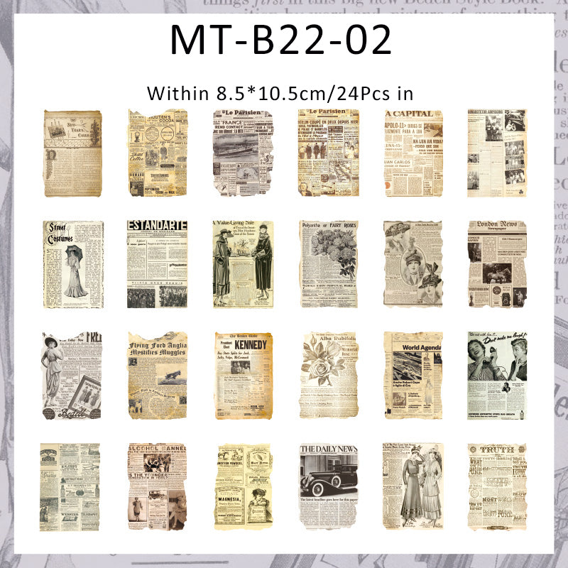 24PCS Retro text series material paper