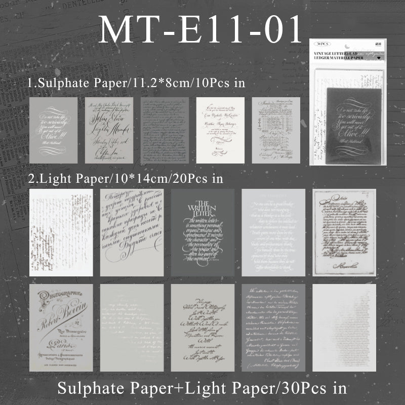 30PCS Vintage letterhead series material paper