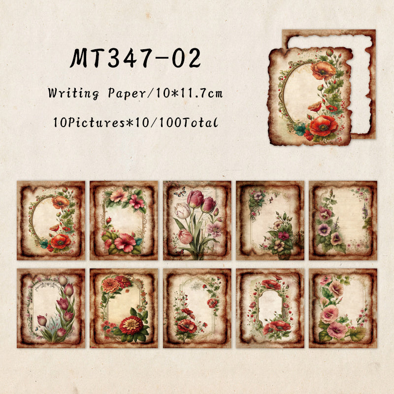 50PCS Memory flower field series material paper