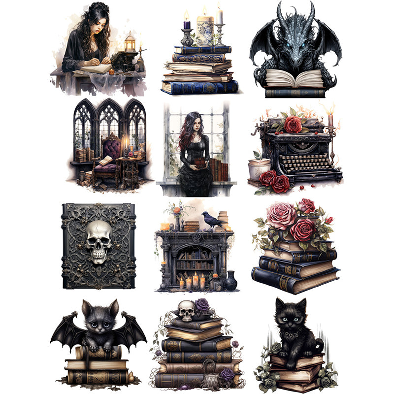 12PCS Gothic magic sticker