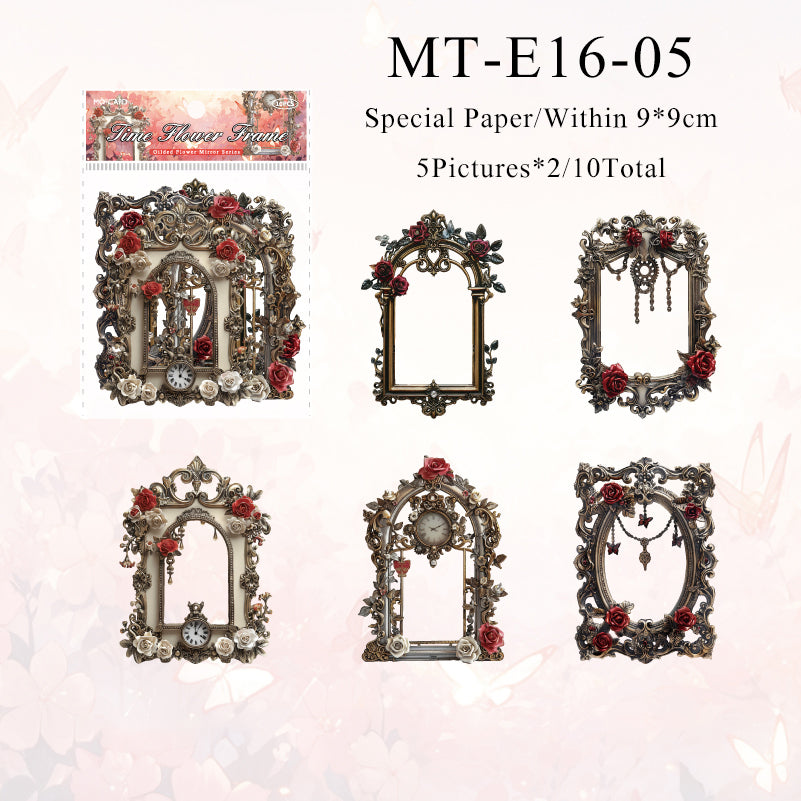 10PCS Gilt flower mirror series material paper