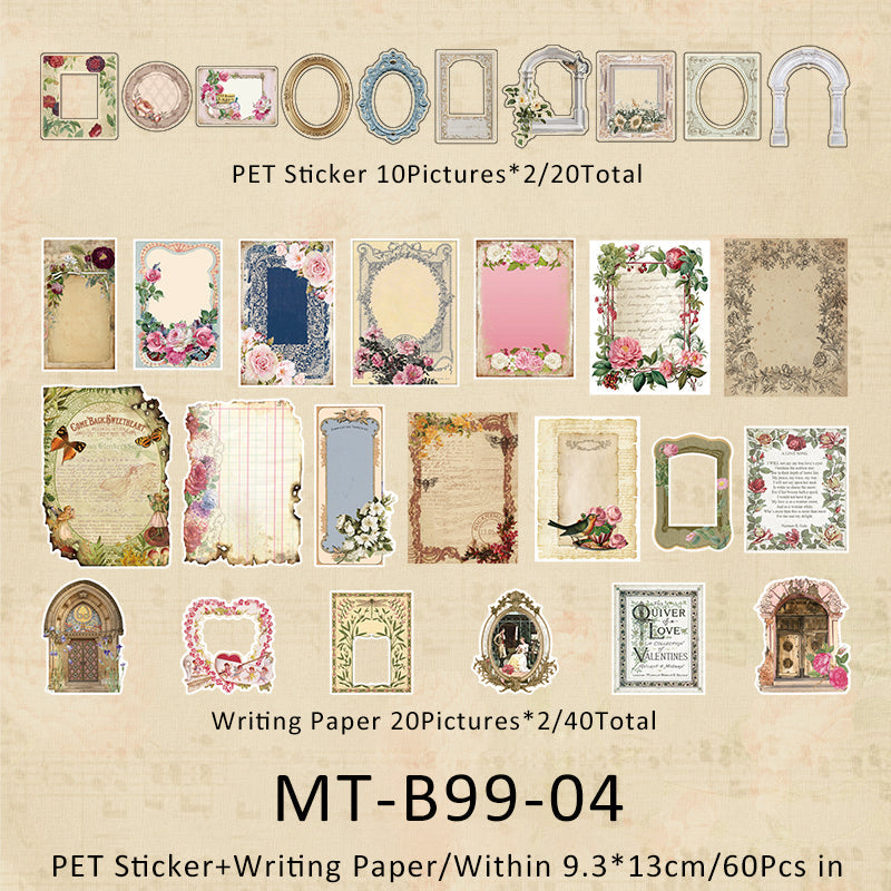 60PCS The old memory series material paper set