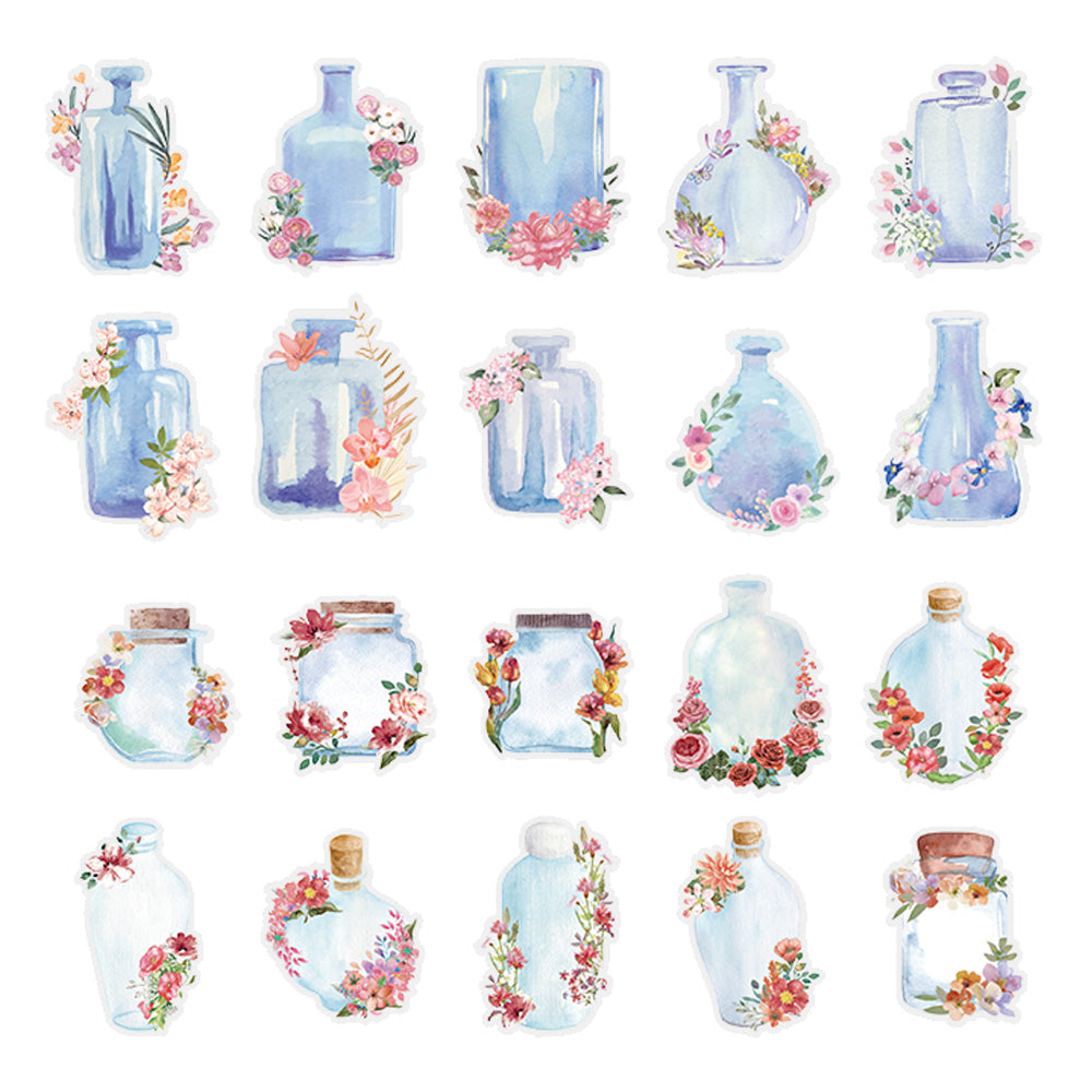 GOOD DAY Watercolor Plant & Bottle Theme Stickers 60PCS