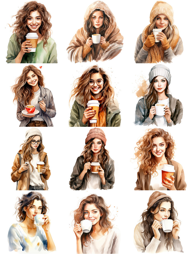 12PCS Coffee girl sticker