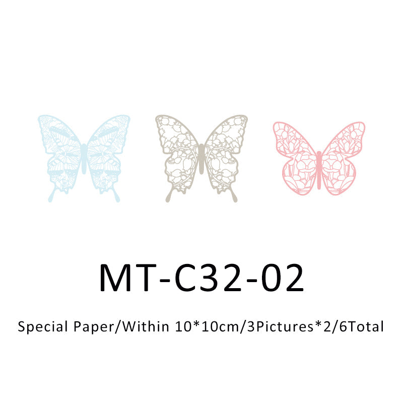 6PCS Find Butterflies Series material paper