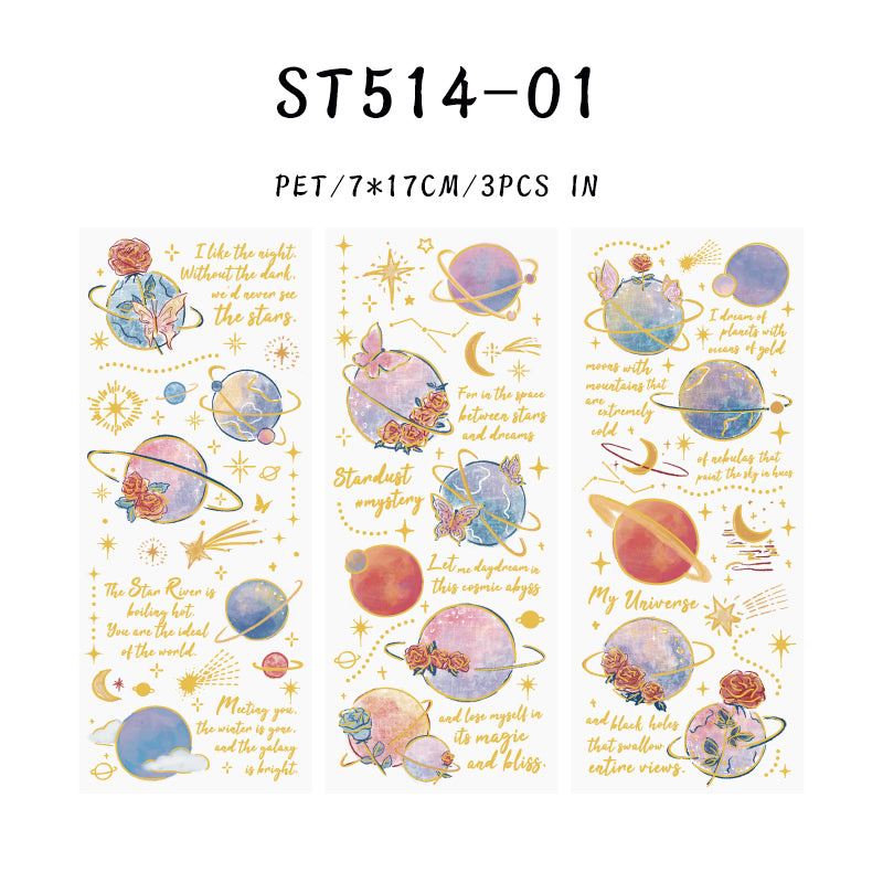 3PCS Poems of Stars Rivers series sticker