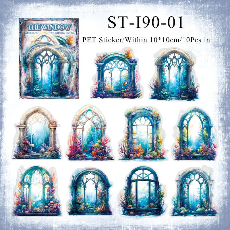 10PCS The scenery outside the window series sticker