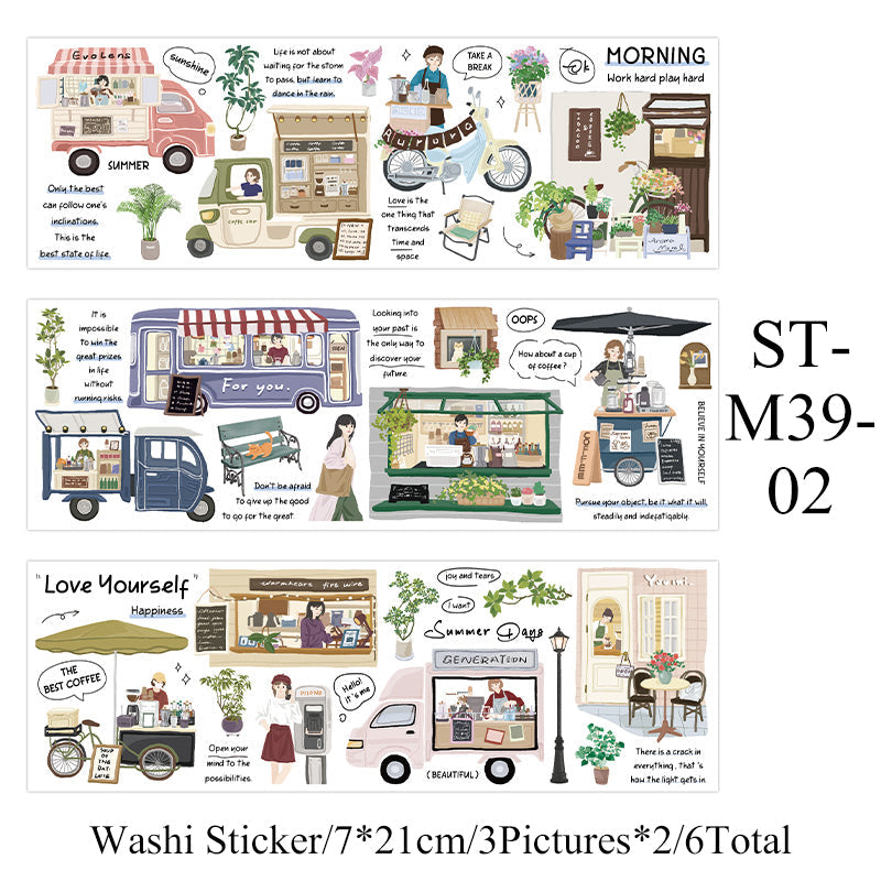 6PCS Afternoon stroll series sticker