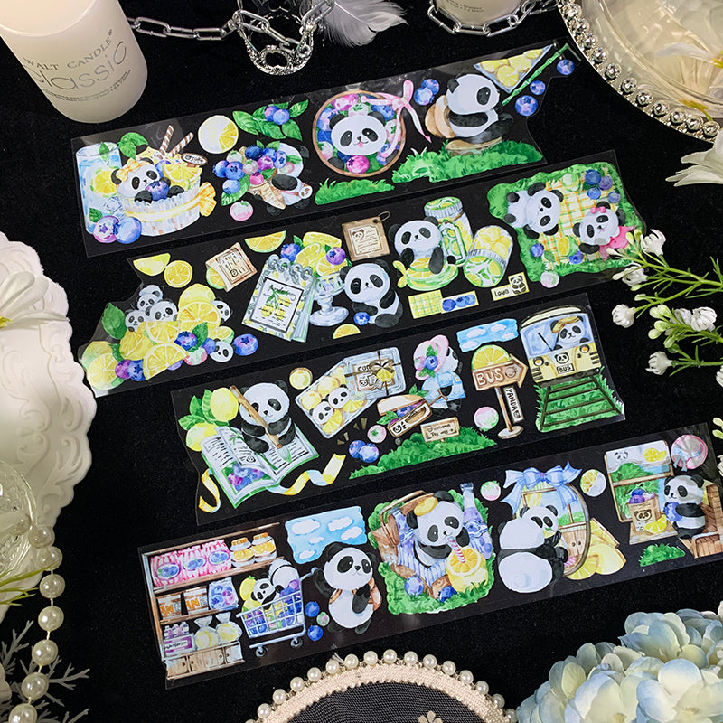 6cm*93cm Panda lemon PET Laser silver tape