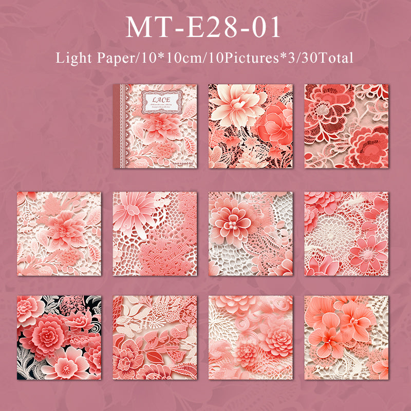 30PCS Colorful lace Series material paper