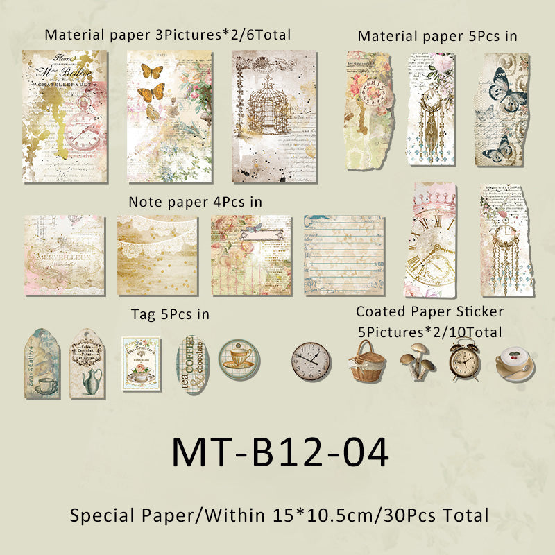 30PCS Memory collection series material paper set