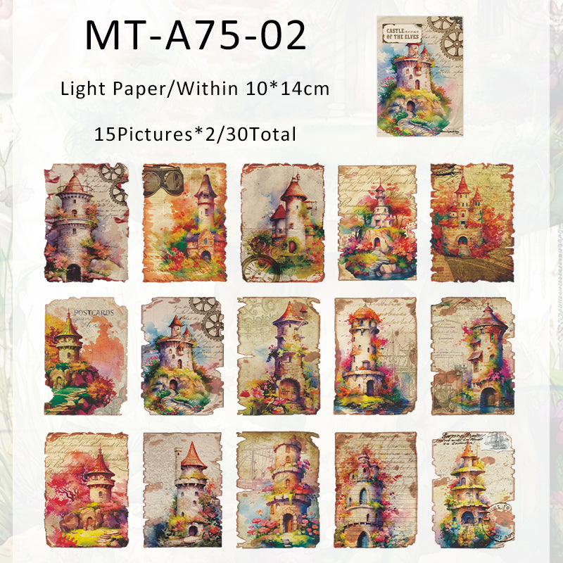 30PCS The castle of Elves series material paper