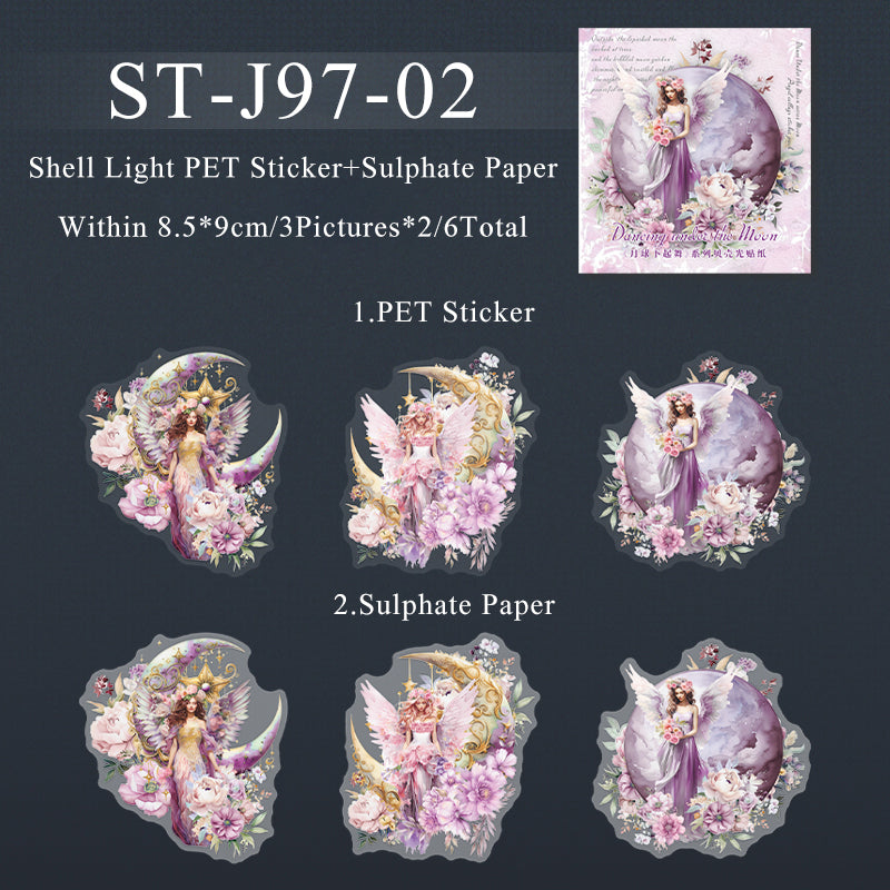 6PCS Dancing under the Moon series sticker