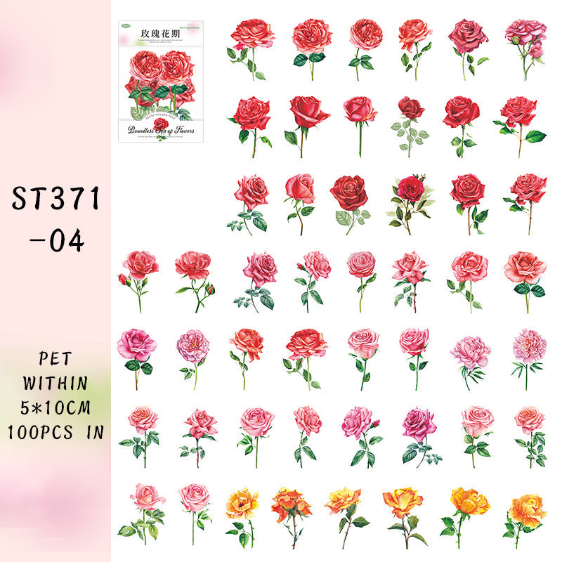 100PCS Boundless sea of flowers series sticker