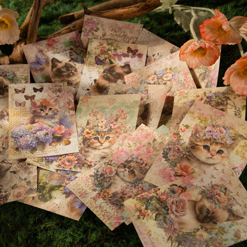 30PCS Garden cat series material paper