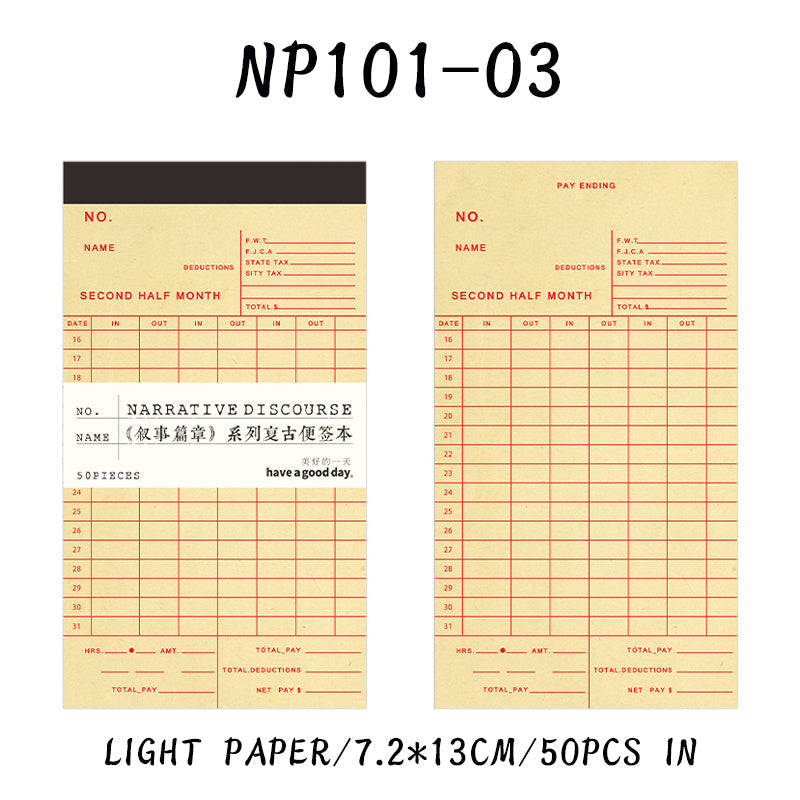 50PCS Narrative discourse series note paper