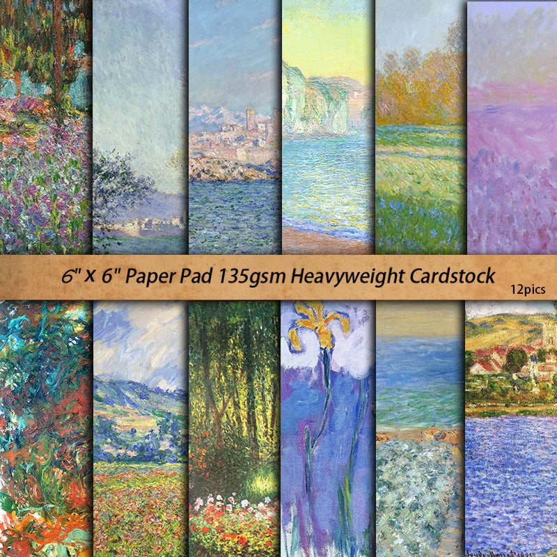 12PCS Landscape painting by Monet material paper