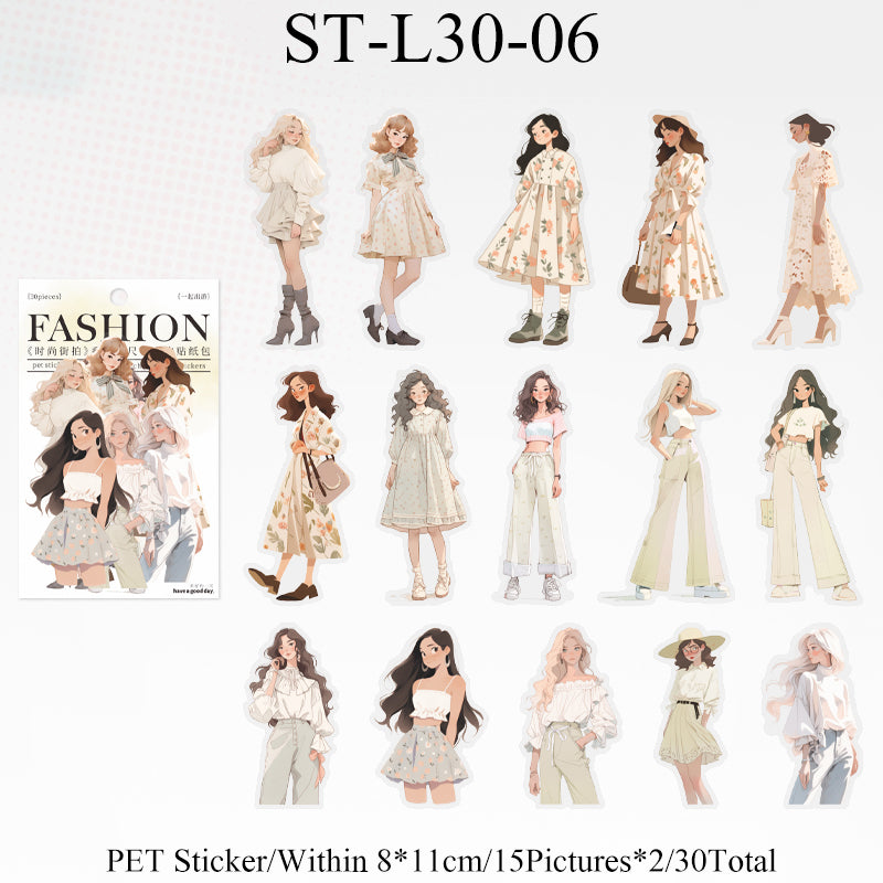 30PCS Fashion street photo series sticker