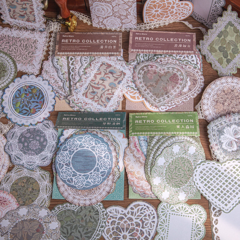 40PCS Lace note series material paper