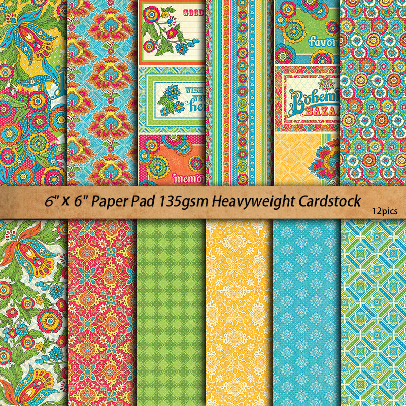 12PCS The Bohemian Fair material paper